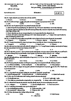 Đề thi thử Tốt nghiệp THPT môn Sinh học - Mã đề 222 - Năm học 2020-2021 - Sở giáo dục và đào tạo Bắc Ninh (Có đáp án)